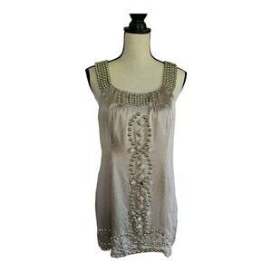 💕ECI Women's Sleeveless Silver Dress with Beads & Side Zipper Size 8 New‎